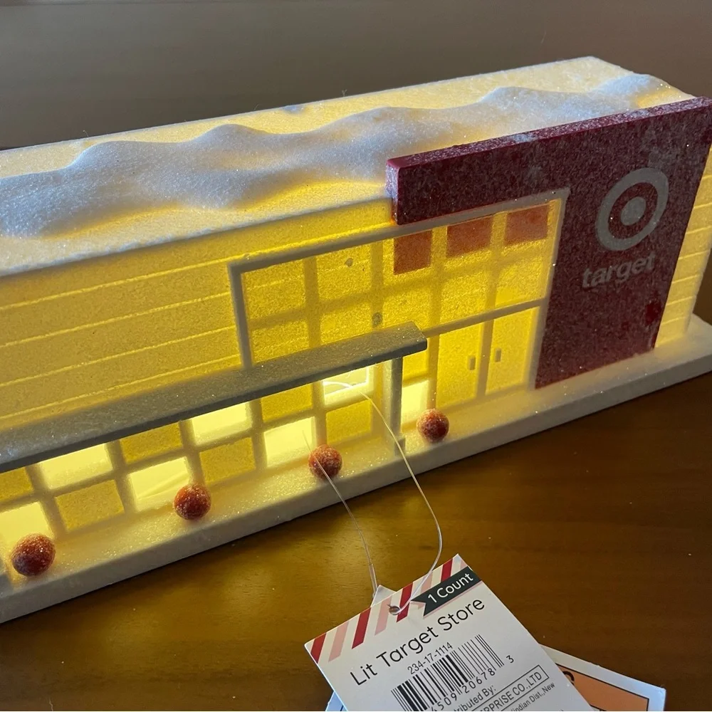 Target Bullseye 2024 Light-Up Target Store Christmas Village Glitter Decor